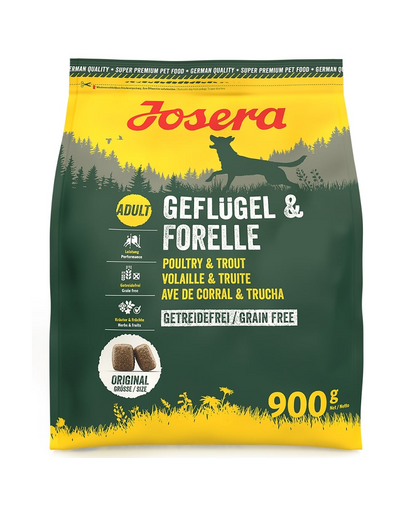JOSERA Geflügel Forelle 900 g gabonamentes táplálék aktív kutyáknak