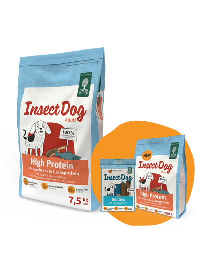 GREEN PETFOOD InsectDog High Protein 7,5kg + 900g & Denties INGYEN