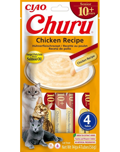 INABA Churu Cat Senior Chicken 4x14g krémes finomság idősebb macskáknak csirke ízzel