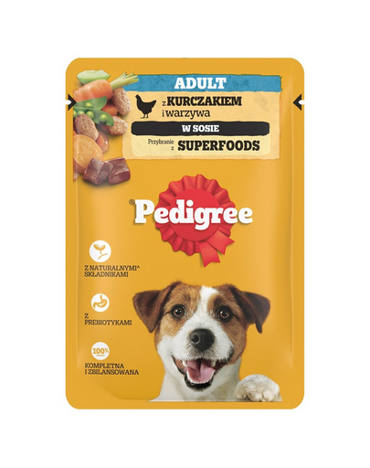 PEDIGREE Adult tasak 100g teljes értékű nedves eledel felnőtt kutyáknak, csirkével és zöldségekkel, mártásban