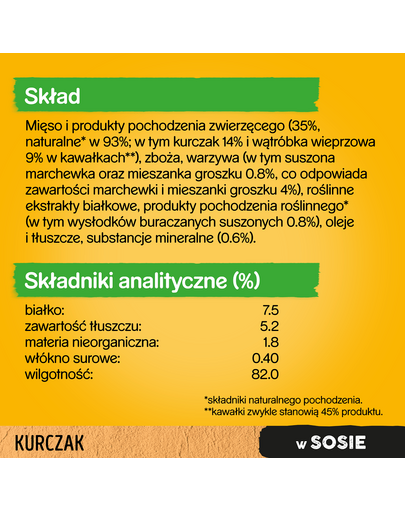 PEDIGREE Adult tasak 100g nedves eledel felnőtt kutyáknak csirkedarabokkal és zöldségekkel mártásban
