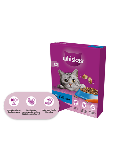 WHISKAS Adult 1,9 kg száraz teljes értékű eledel felnőtt macskáknak ízletes tonhallal