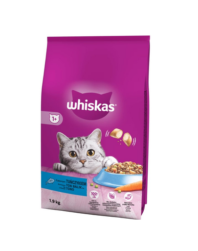 WHISKAS Adult 1,9 kg száraz teljes értékű eledel felnőtt macskáknak ízletes tonhallal