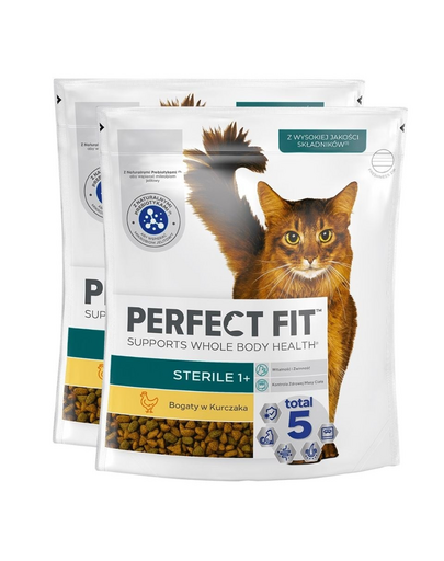 PERFECT FIT (Sterile 1+) 2x750g csirkében gazdag száraz teljes értékű eledel felnőtt macskák számára