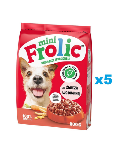 FROLIC Mini Naturally Irresistible 5x800 g félnedves, kistestű kutyatáp friss marhahússal