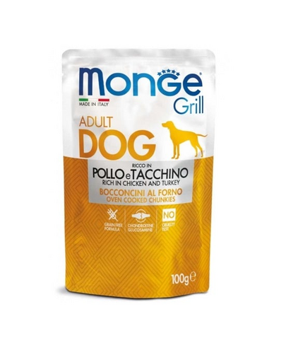 MONGE Grill kutyatáp csirkedarabok pulykával 100g