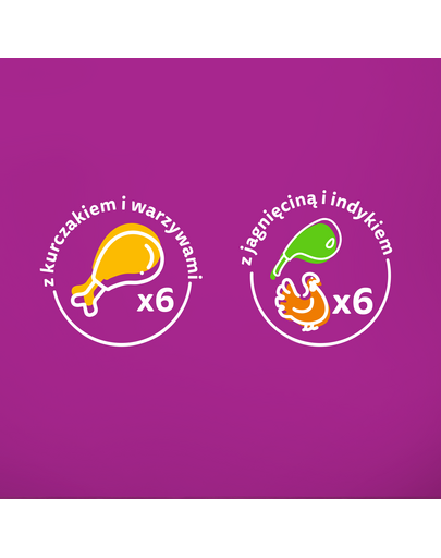 WHISKAS Tasty Mix Kremowe Wariacje z kurczakiem, jagnięciną i indykiem w sosie 12x85g