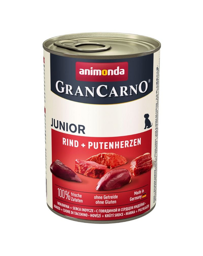 Grancarno puszka 800 g junior wołowina + serca indycze