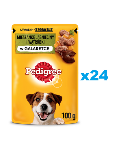 PEDIGREE Adult saszetka 24x100 g mokra karma dla dorosłych psów w galaretce z jagnięciną i wątróbką