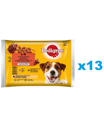 PEDIGREE Adult Wybór Smaków w galaretce 52x100g mokra karma dla dorosłych psów kawałki bogate w kurczaka i w mieszankę jagnięciny i wątróbki