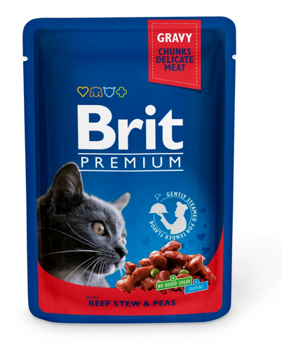 Premium Cat Adult wołowina i groszek saszetka dla kota 24 x 100g