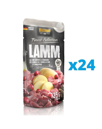 BELCANDO Finest Selection Jagnięcina, ziemniaki i żurawina 24x125 g mokra karma dla psa