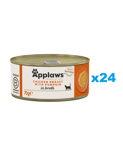APPLAWS Cat Adult Chicken Breast with Pumpkin in Broth pierś z kurczaka i dynia w bulionie 24x70 g