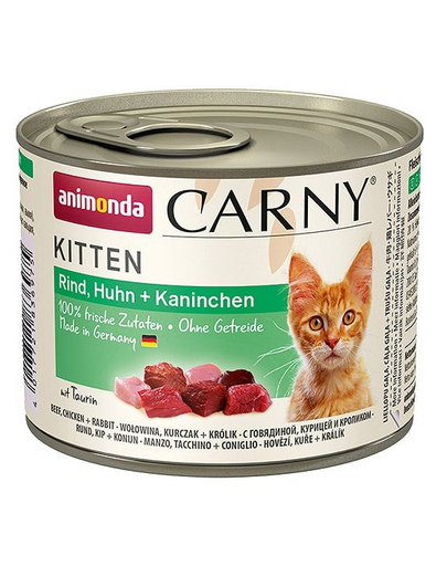 Carny Puszka Kitten Wołowina/Kurczak/Królik 200 g