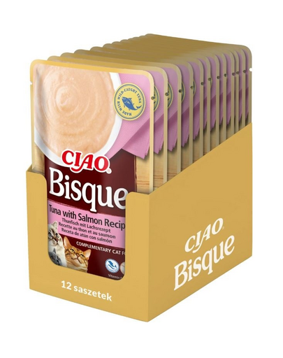 INABA CIAO Bisque Zupa krem z tuńczyka i łososia dla kotów 12x40g