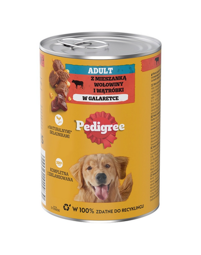 PEDIGREE Adult 400 g teljes értékű nedves eledel felnőtt kutyáknak, marhahús és máj keverékkel, zselében