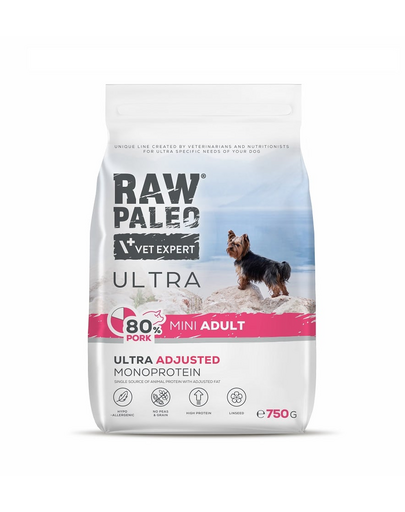 RAW PALEO Ultra Pork Mini Adult 750g felnőtt kutyáknak, kis fajtáknak sertéshús