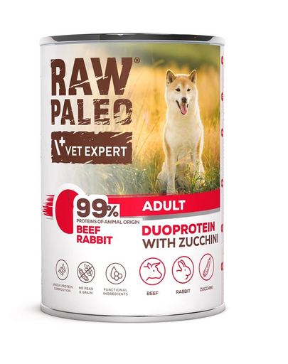 RAW PALEO Beef Rabbit Adult 400g nedves kutyaeledel marhahússal és nyúllal