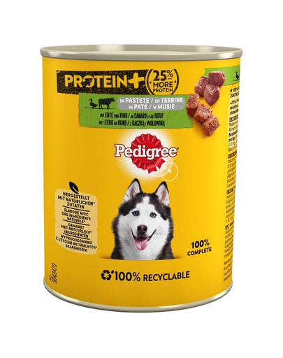 Protein+ Adult puszka 12x800g mokra karma pełnoporcjowa dla dorosłych psów z kaczką i wołowiną w musie