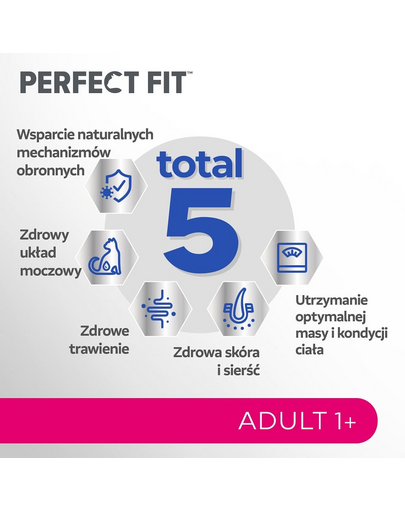 PERFECT FIT Adult 1+ 7 kg sucha karma pełnoporcjowa dla dorosłych kotów bogata w świeżego łososia