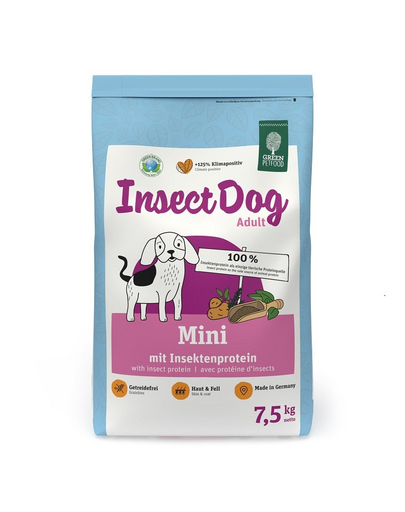GREEN PETFOOD InsectDog Mini 7,5 kg rovarokból készült karma kis testű kutyák számára