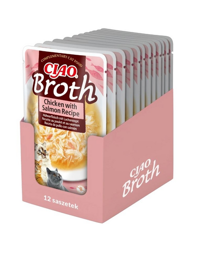 INABA CIAO Broth Bulion z kurczakiem i łososiem dla kotów 12x40g