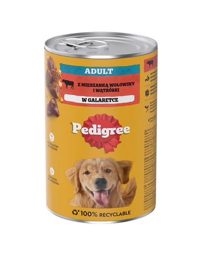 PEDIGREE Adult 1200g teljes értékű nedves eledel felnőtt kutyáknak, marhahús és máj keverékkel, zselében