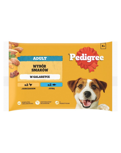 PEDIGREE Adult Choice of Flavors 4x100 g nedves teljes értékű táplálék felnőtt kutyák számára csirkével, halal zselében