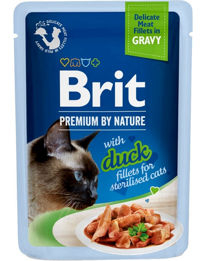 BRIT Premium By Nature Fillets in Gravy for Sterilized cats kacsával 24x85g