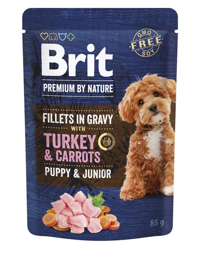 Premium By Nature Puppy Junior Fillets in Gravy z indykiem i marchewką 24x85g