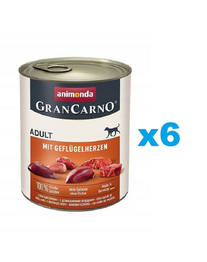 ANIMONDA GranCarno Wieprzowina z sercami drobiowymi dla psa 6x800 g