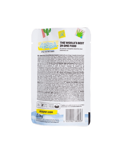 ARUBA Cat Organic Łosoś i indyk z bok choy i kurkumą 70 g