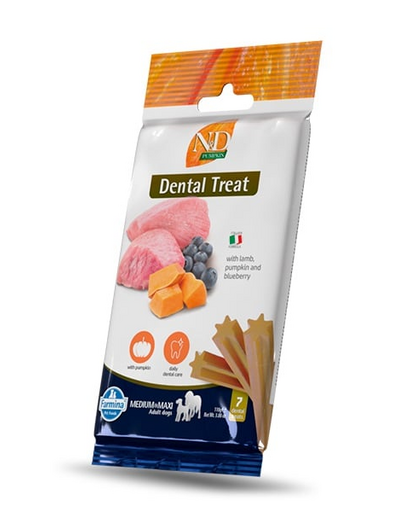 N&D Pumpkin Dental Treat Lamb Blueberry Medium/Maxi 100 g (7 szt) przysmak dentystyczny dla średnich i dużych psów