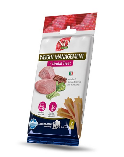 FARMINA N&D Quinoa Dental Treat Weight management Medium/Maxi 100 g (7 szt) fogápoló csemege közepes és nagy testű kutyáknak