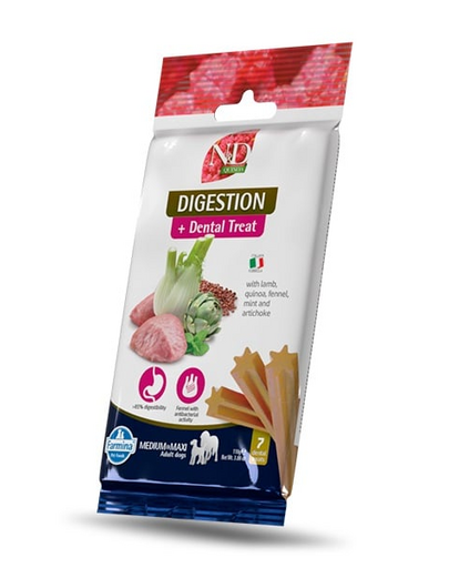FARMINA N&D Quinoa Dental Treat Digestion Medium/Maxi 100 g (7 db) fogápoló jutalom közepes és nagy kutyák számára