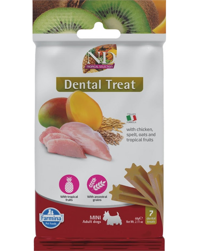 FARMINA N&D Tropical Selection Dental Treat Chicken Mini 60 g (7 db) dentális jutalomfalat kisméretű kutyák számára
