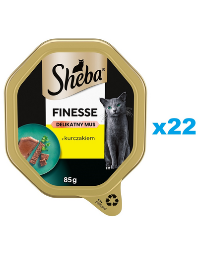 SHEBA Finesse 22x85 g teljes értékű nedves eledel felnőtt macskáknak csirkehússal és pürével
