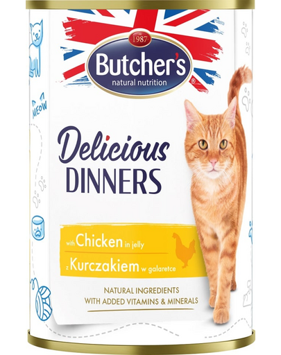 Delicious Dinners, karma dla kota, kawałki z kurczakiem w galaretce, 400g