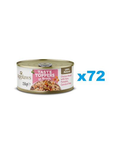 APPLAWS Taste Toppers Pierś z kurczaka, szynka i dynia w bulionie 72x156 g