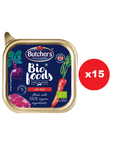 BUTCHER'S BIO foods wołowina 15x150 g pasztet dla psa