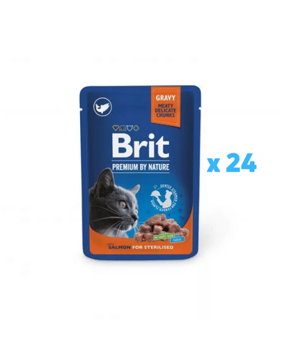 BRIT PREMIUM Pouch Salmon Sterilized 24 x 100g z łososiem dla kotów sterylizowanych