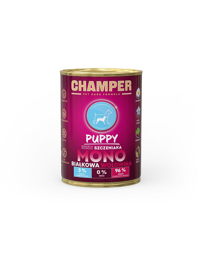 CHAMPER Puppy Beef monoprotein táplálék szarvasmarhahússal 400 g