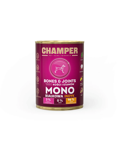 CHAMPER Bones Joints Turkey monoprotein kutyatáp pulykahússal 400 g