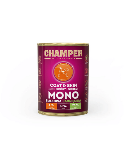 CHAMPER Coat Skin Lamb monoprotein kutyatáp bárányhússal 400 g