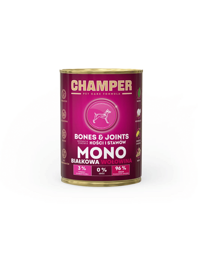 CHAMPER Bones Joints Beef monoprotein kutyatáp marhahússal 400 g