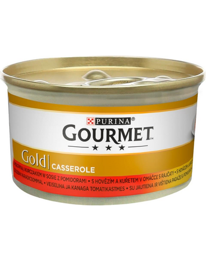 Gold Casserole z wołowiną i kurczakiem w sosie 24x85g mokra karma dla kotów