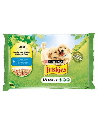 Vitafit Junior z kurczakiem i groszkiem w galaretce 4x100g mokra karma dla szczeniąt