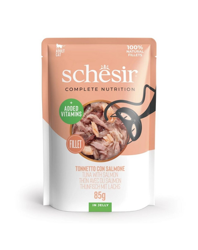 SCHESIR Tonhal és lazac zselében macskáknak 85 g
