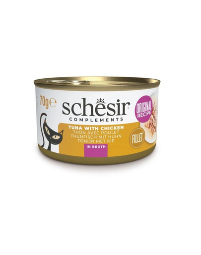 SCHESIR Tonhal csirkével macskáknak húslevesben 70 g