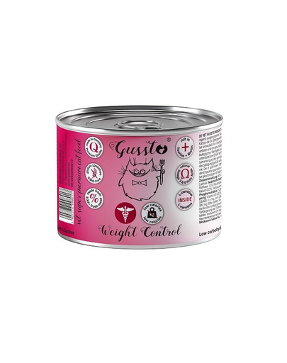 GUSSTO Vet Weight control Cat konzerv 200 g túlsúlyos macskáknak